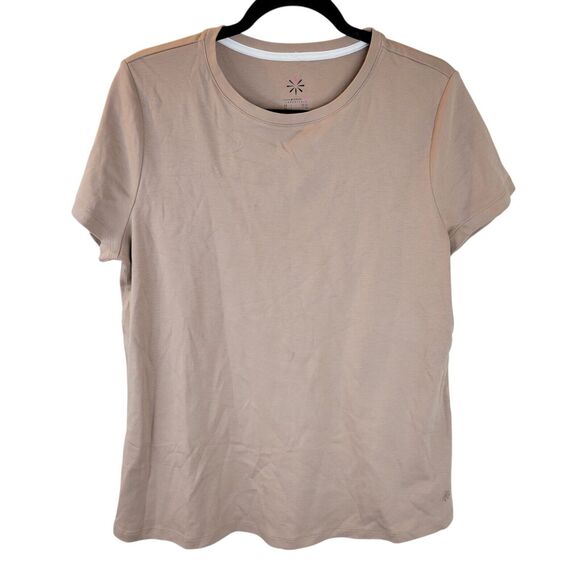 Isaac Mizrahi Womens Sz L Tan Solid Short Sleeve T-Shirt - Picture 9 of 12